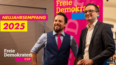 Marco-André Fürst und MdB Benjamin Strasser beim Neujahrsempfang der FDP Memmingen